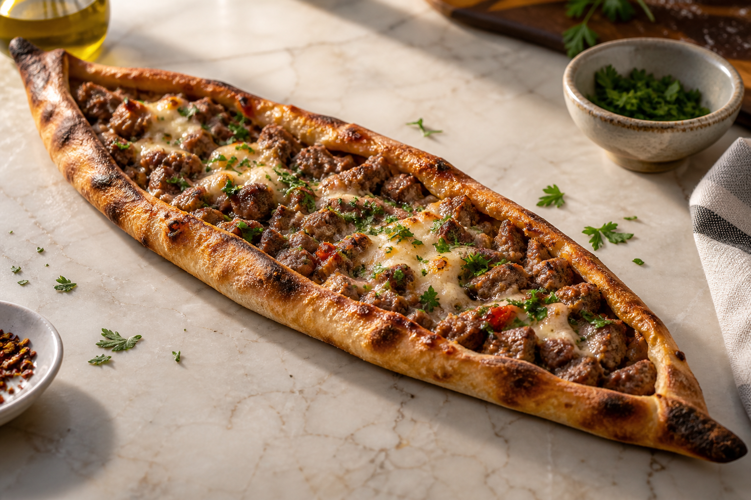 Cheddarlı Kaşarlı Pide pide